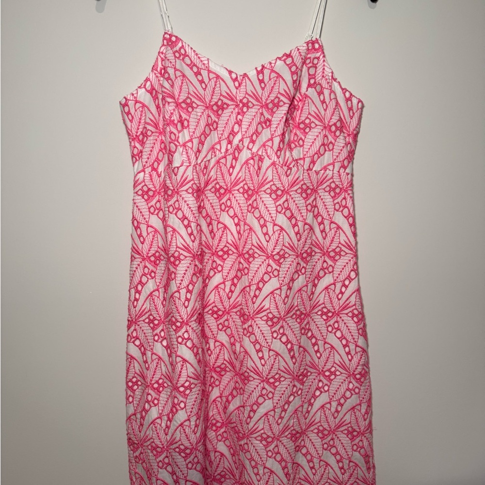 Crown Ivy Neon Pink & White Eyelet Lace Summer Dress Size 8 NWT